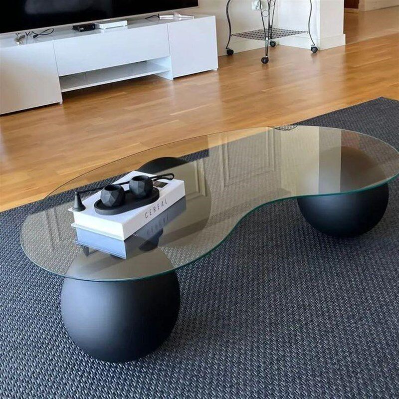 2025新款钢化玻璃奶油风腰果茶几小户型创意简约客厅圆形泡茶桌