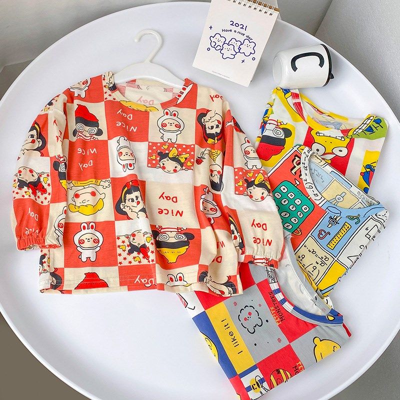 女童睡衣夏季薄款儿童家居服男童夏装宝宝长袖长裤休闲套装空调服,童装/婴儿装/亲子装,家居服套装,淘宝优惠券,粉丝福利购,淘宝优惠卷