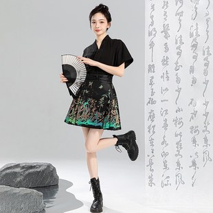 无衣饮羽【竹影】螺钿烧箔中国风马面裙汉服女织金妆花2024年新款