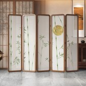 屏风隔断客厅玄关装 侘寂卧室遮挡折屏宋代美学 饰实木折叠移动中式