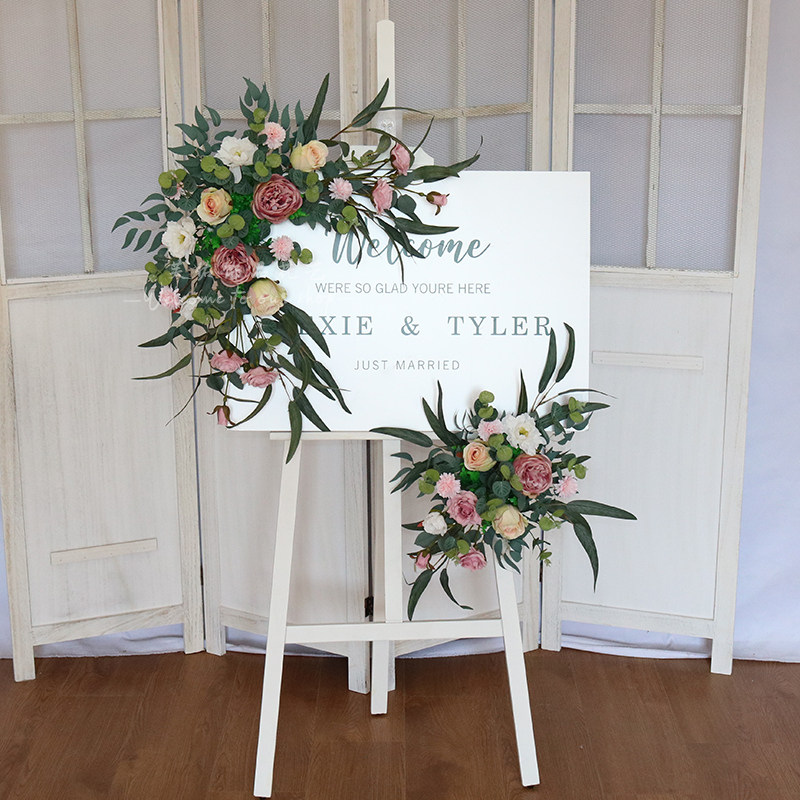新款花艺横款水牌全套婚礼订婚迎宾指示牌车展欢迎牌开业活动布置