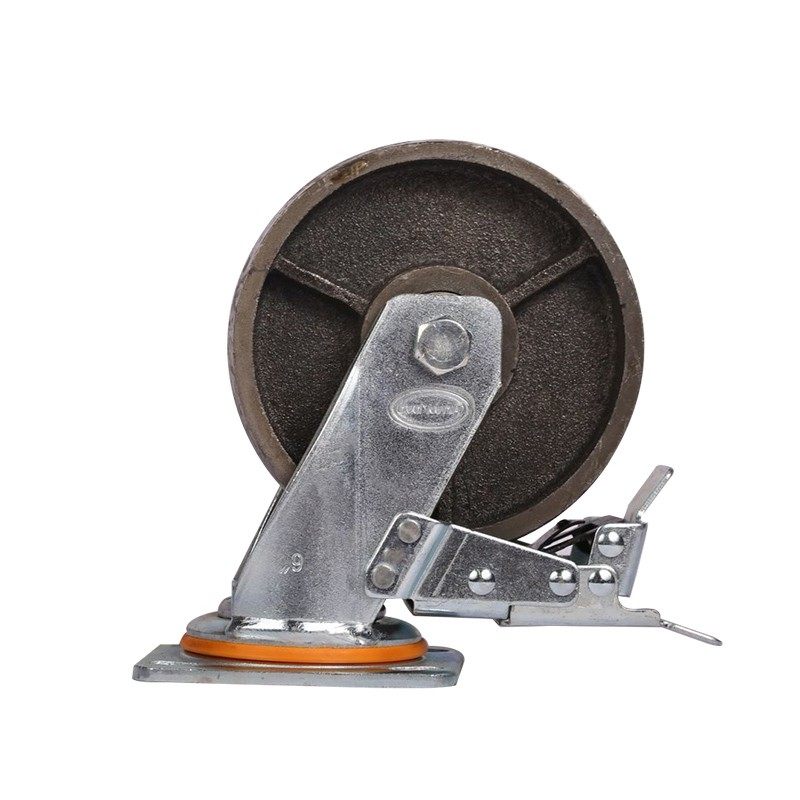 4568寸全铁铸铁耐高温带刹车配件轴承平板重型脚轮万向轮轮子单轮