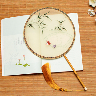 古典苏绣扇子真丝双面绣团扇古风刺绣宫扇苏州绣美汉服绣花扇礼品