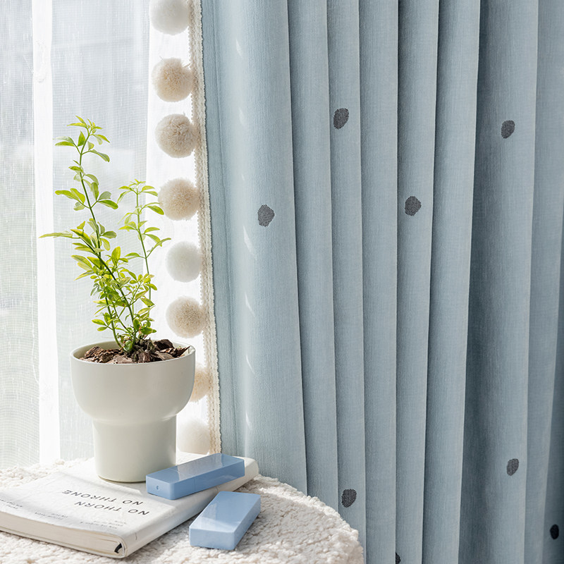 儿童房窗帘男孩全遮光2024新款卧室雪尼尔男童小窗户飘窗蓝色梦幻