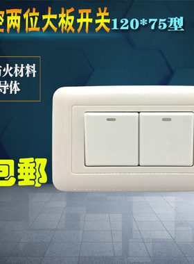 两位大板开关120型开关面板单控双开关翘板开关夜光16A250V明装暗