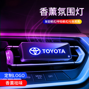 车载出风口香薰USB充电气氛灯汽车香水发光LED七彩车内车标装饰灯