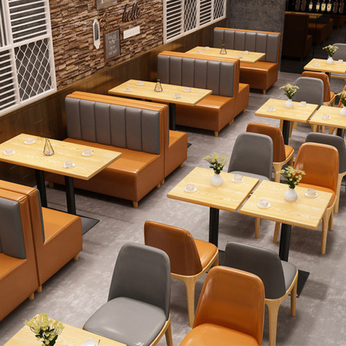 餐饮店桌椅商用咖啡馆汉堡店清酒吧靠墙卡座沙发音乐餐厅桌椅组合