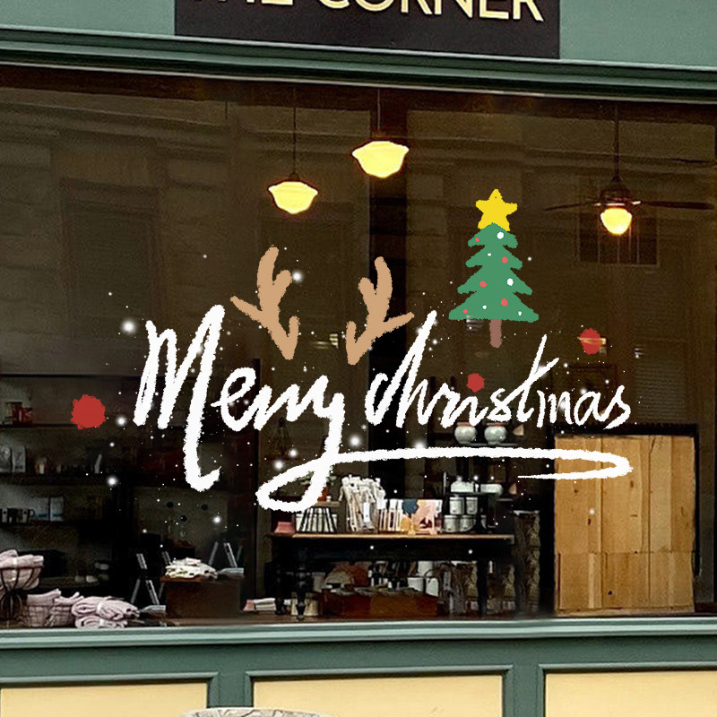 耶诞节快乐玻璃装饰门贴纸店铺布置静电窗贴商场气氛营造墙贴纸,节庆用品/礼品,圣诞装饰品,淘宝优惠券,粉丝福利购,淘宝优惠卷