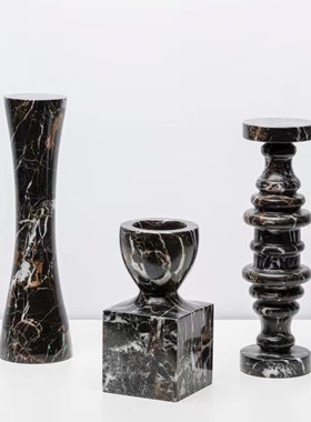 现代极简天然大理石几何摆件售楼部样板间民宿桌面软装装饰工艺品