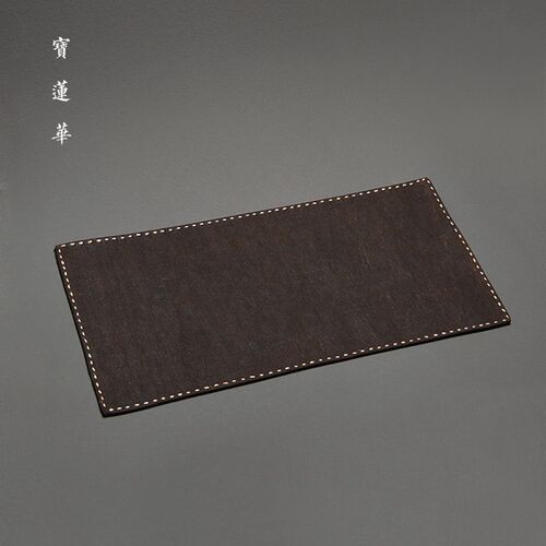 刺子绣边香云纱老料方茶席 手工制布茶席 隔热布垫茶杯垫壶垫茶垫