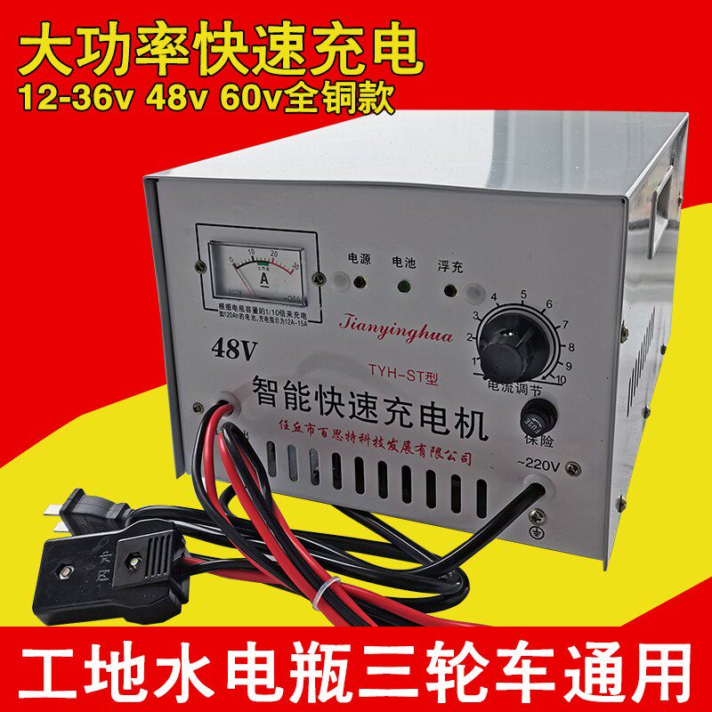 水电瓶三轮车智能充电器60v 48伏水电池充电机快速大功率