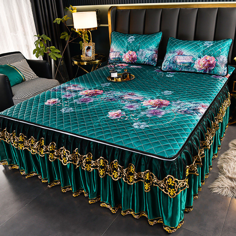 夏季床裙款可拆卸乳胶冰丝凉席三件套夏天家用空调软席子防滑床罩,床上用品,乳胶席,淘宝优惠券,粉丝福利购,淘宝优惠卷