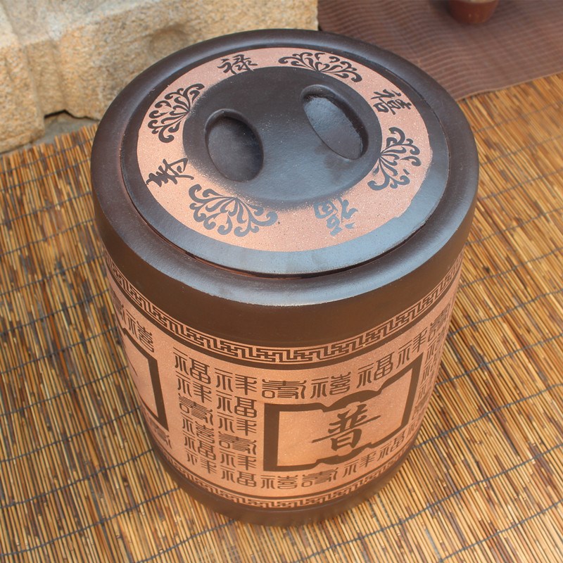宜兴大号紫砂茶叶罐普洱饼茶罐特大茶叶缸储茶罐粗陶瓷密封存茶罐