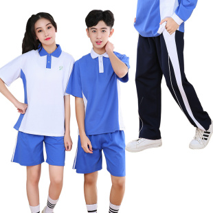 短裤 短袖 男女蓝白校裤 春季 子 深圳校服套装 裤 中学生高中生初中夏季