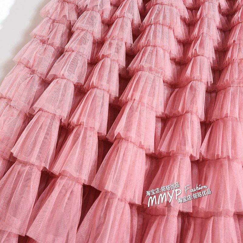 绝美粉色纱裙层层网纱蛋糕裙半身裙女春夏季2025新款百褶裙子长裙,女装/女士精品,半身裙,淘宝优惠券,粉丝福利购,淘宝优惠卷