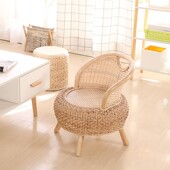 藤编矮凳创意草编实木凳家用坐墩沙发凳茶桌凳换鞋 凳茶几圆凳椅子