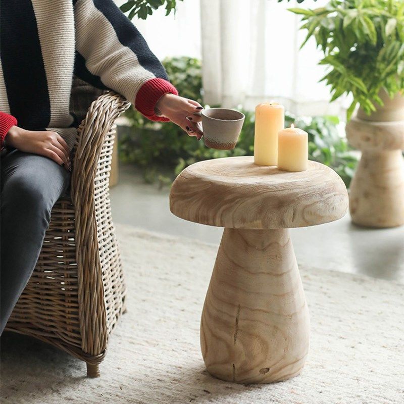 侘寂风实木蘑菇沙发边几矮凳民宿软装造景迷你装饰小茶几装饰摆件,家居饰品,装饰摆件,淘宝优惠券,粉丝福利购,淘宝优惠卷