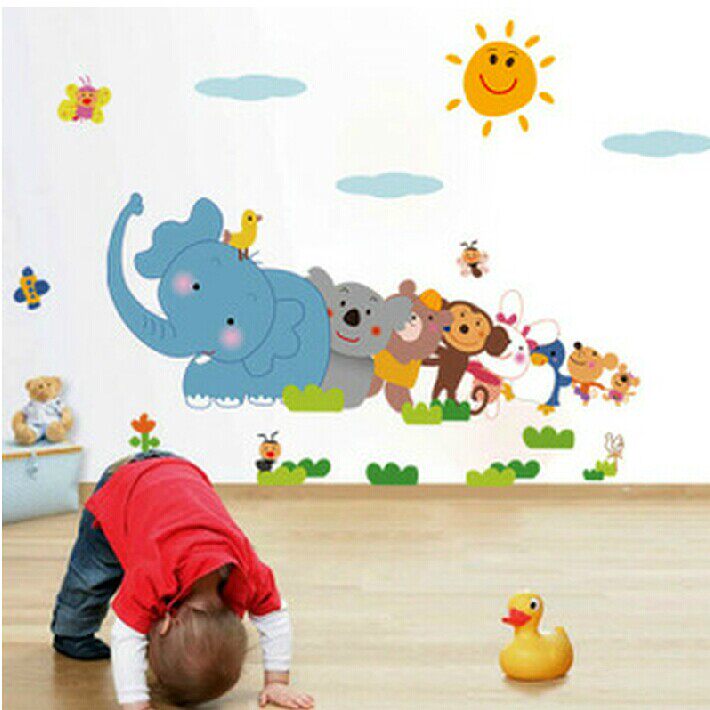 可爱卡通自黏贴画男孩卧室儿童房间牀头幼儿园墙壁墙上装饰墙贴纸