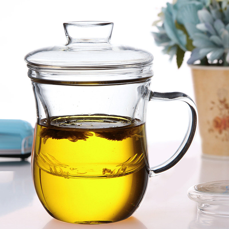 英国ORTOR玻璃杯过滤花茶杯透明带盖三件套玻璃杯茶水分离泡茶杯