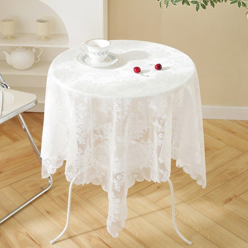 唯米99百搭白色蕾丝镂空透明方形小圆桌布小清新镂空盖巾防尘台布,居家布艺,桌布,淘宝优惠券,粉丝福利购,淘宝优惠卷