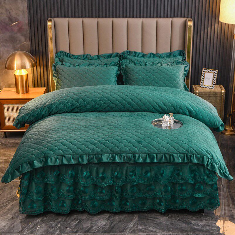 冬季夹棉绗缝加厚水晶绒被套单件加绒保暖200x230双人220x240被罩