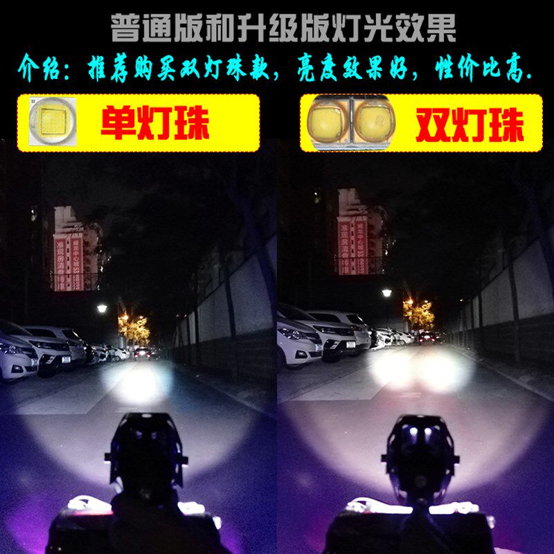 电动车改装LED大灯福喜鬼火地平线天使眼恶魔眼透镜大灯白光爆闪