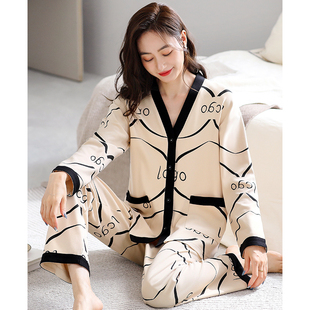 睡衣女春秋款纯棉长袖女款秋季2023年新款女式秋冬薄款休闲居家服