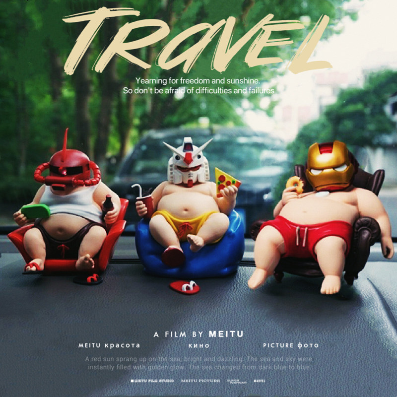 潮玩网红汽车摆件个性呆萌手办车载公仔模型玩偶电脑桌面装饰品男