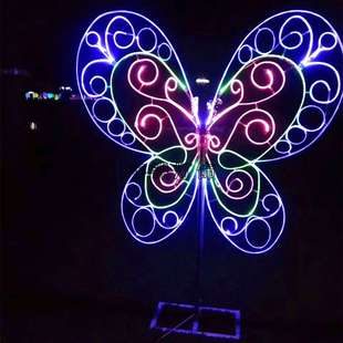 户外蝴蝶月亮LED装 饰灯景观节日公园广场中秋国庆节灯光秀亮化