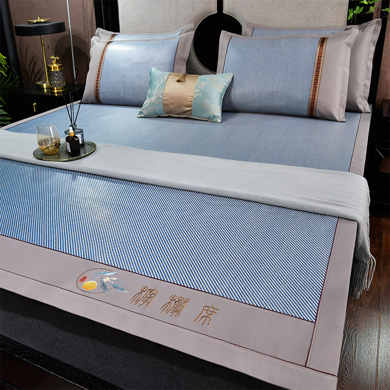 艾草凉席夏季藤席冰丝席夏天席子儿童学生宿舍单人腾席竹席床笠款