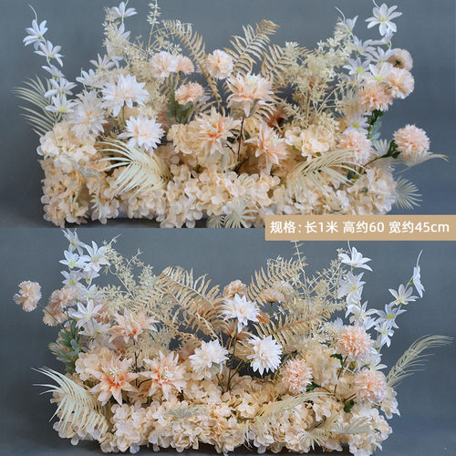 新款婚庆成品排花牡丹花排装饰挂花路引花仿真花酒店花墙T台道具