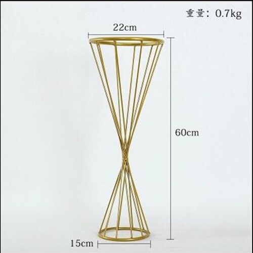 新款婚庆路引架子铁艺花器花蓝桌花金色花器路引家居饰品摆件