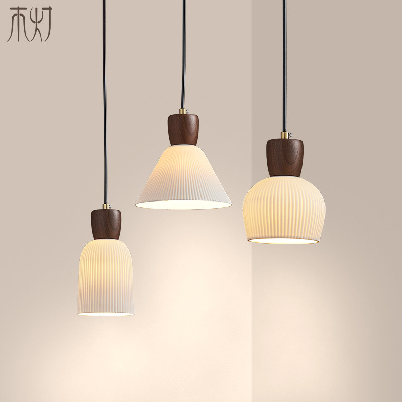 中古风卧室床头吊灯复古胡桃木单头餐厅灯具侘寂吧台岛台茶室小灯,家装灯饰光源,床头/玄关/吧台/过道吊灯,淘宝优惠券,粉丝福利购,淘宝优惠卷