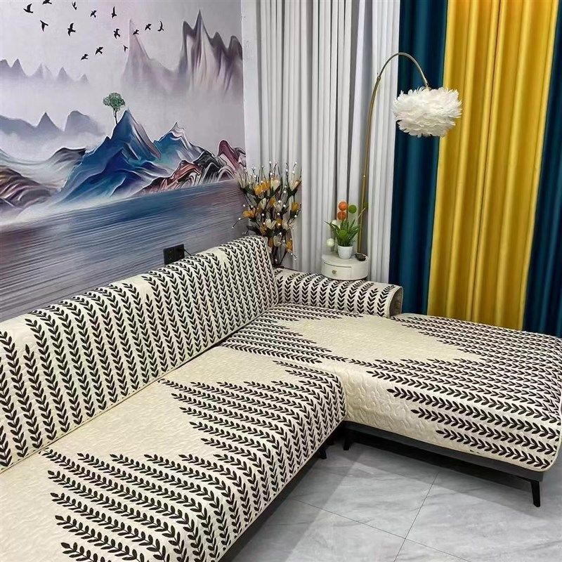 新款定位印花加棉加厚沙发垫莱卡棉坐垫防滑组合套装一套三片,居家布艺,沙发垫,淘宝优惠券,粉丝福利购,淘宝优惠卷