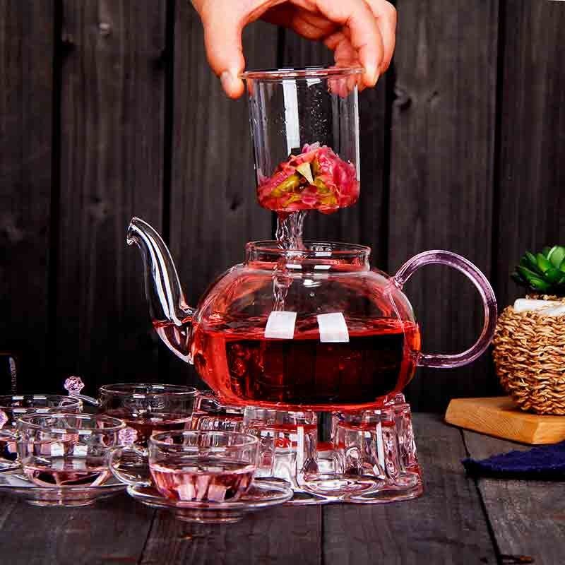 花茶壶套装蜡烛加热煮茶器玻璃养生壶家用水果茶泡茶壶花茶杯茶具