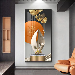 新款轻奢玄关装饰画寓意好大气走廊过道挂画入户正对门竖版玄幻画