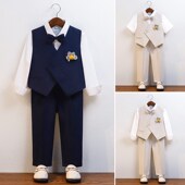 男童宝宝小西装 主持表演服夏秋 英伦马甲西服花童婚礼礼服三件套装