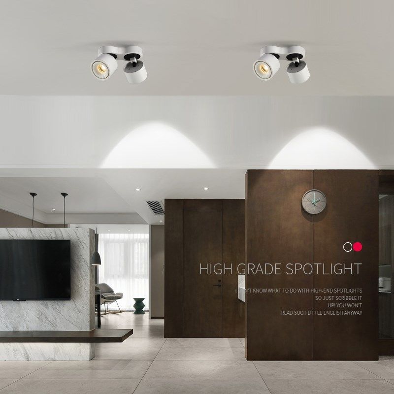 双头明装射灯led筒灯北欧斗胆灯格栅过道走廊天花灯创意吸顶折叠,家装灯饰光源,明装射灯,淘宝优惠券,粉丝福利购,淘宝优惠卷