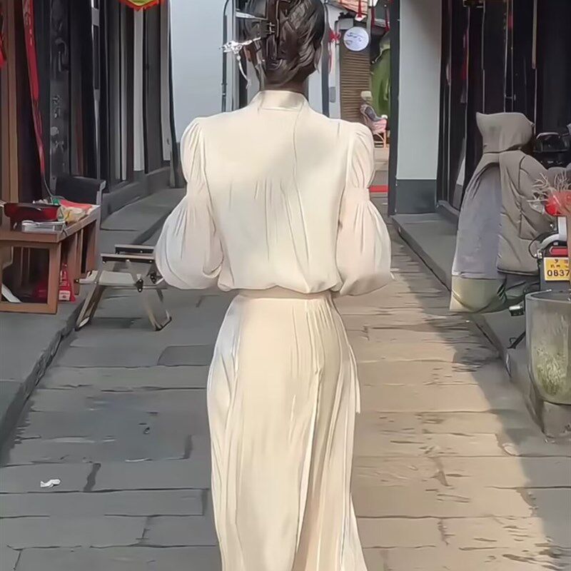 新中式设计感套装裙2024年夏季新款提花长袖盘扣上衣长款半身裙女