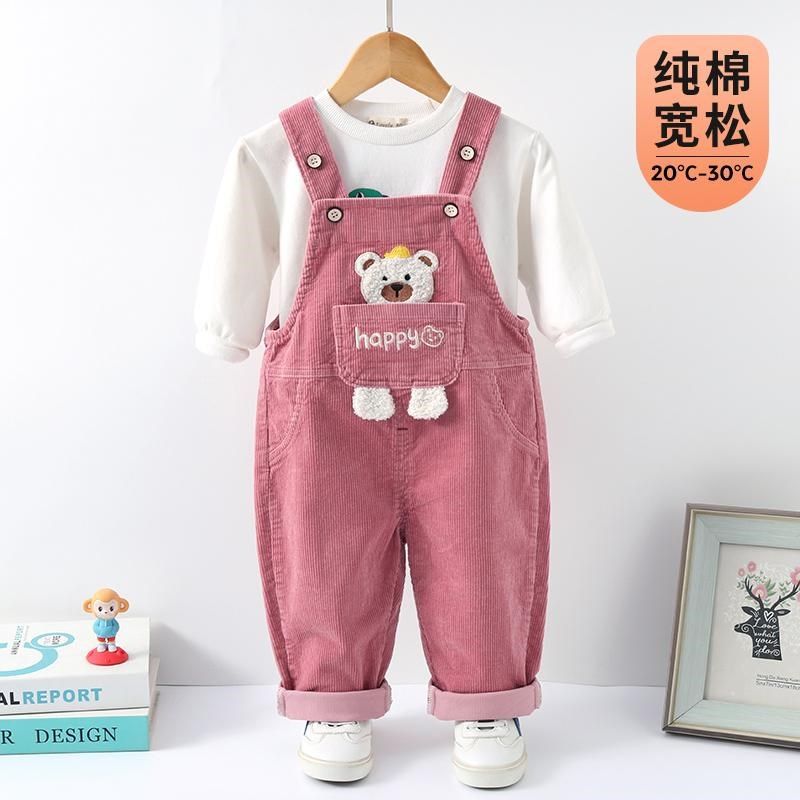 宝宝背带裤春秋纯棉儿童春装2025新款男童灯芯绒一岁小童婴儿裤子