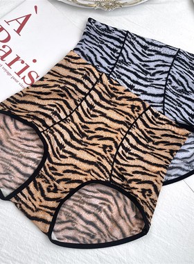 高腰虎纹光滑柔软透气大码宽松舒适提臀性感三角内裤女 古妃84205