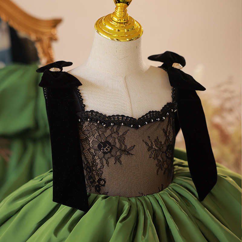 儿童晚礼服女童公主裙轻奢小众高端模特走秀主持人钢琴演出服拖尾