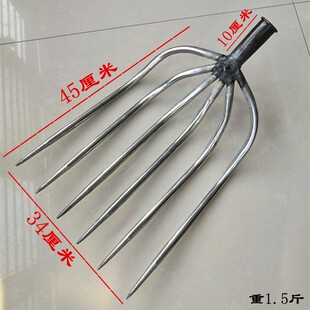 六齿叉空心草叉子农用铁钢叉垃圾叉废料农具三五齿叉子大小四股叉