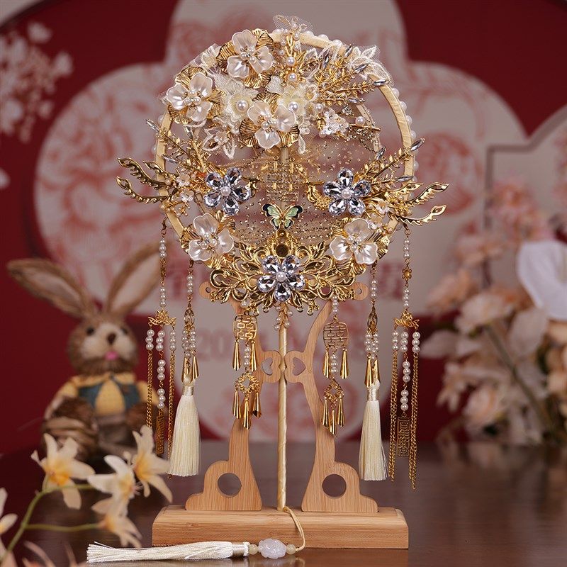 团扇新娘结婚diy材料包中式古风高级秀禾服重工双面双色手工喜扇,家居饰品,工艺扇/团扇/喜扇/折扇,淘宝优惠券,粉丝福利购,淘宝优惠卷