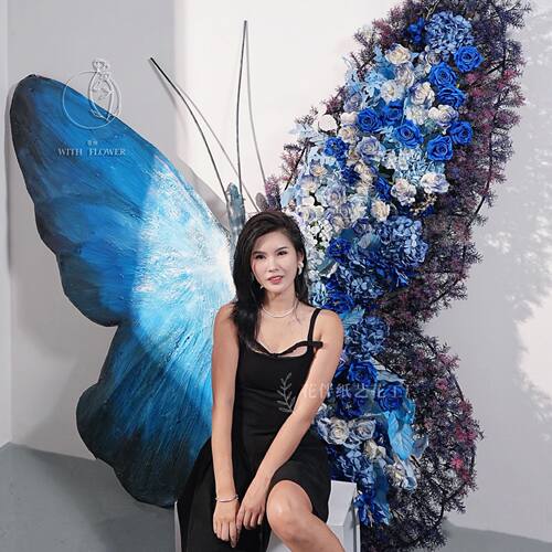 EVA防水玫瑰巨型大蝴蝶美陈商场广场橱窗摆设婚庆背景摄影拍照DIY