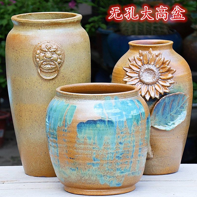 手工复古无孔水培大号花瓶陶罐高筒花器插花绿萝水培碗莲水仙花盆,鲜花速递/花卉仿真/绿植园艺,花盆,淘宝优惠券,粉丝福利购,淘宝优惠卷