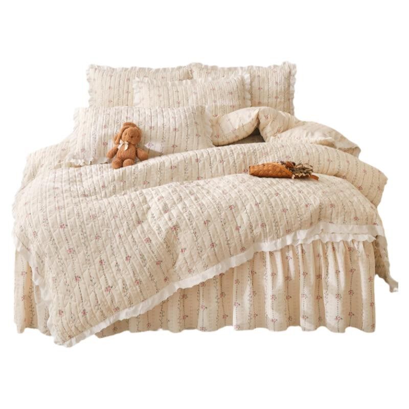 法式被套单件碎花边小竹棉夹棉两用被罩双人200x230加厚220x240cm