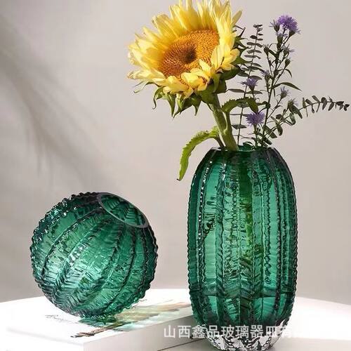 现在创意造型玻璃花瓶干燥花绿植插花器办公室客厅艺术品摆件