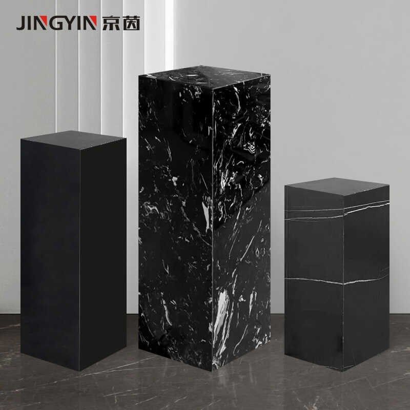 大理石底座雕塑展示台客厅民宿黑色摆件中古风石柱子装饰墩子落地,家居饰品,落地摆件,淘宝优惠券,粉丝福利购,淘宝优惠卷