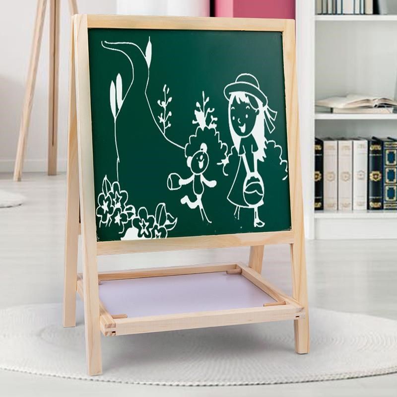 儿童木制多功能二合一折叠双面大号磁性画板画架黑白板绘画架1.2